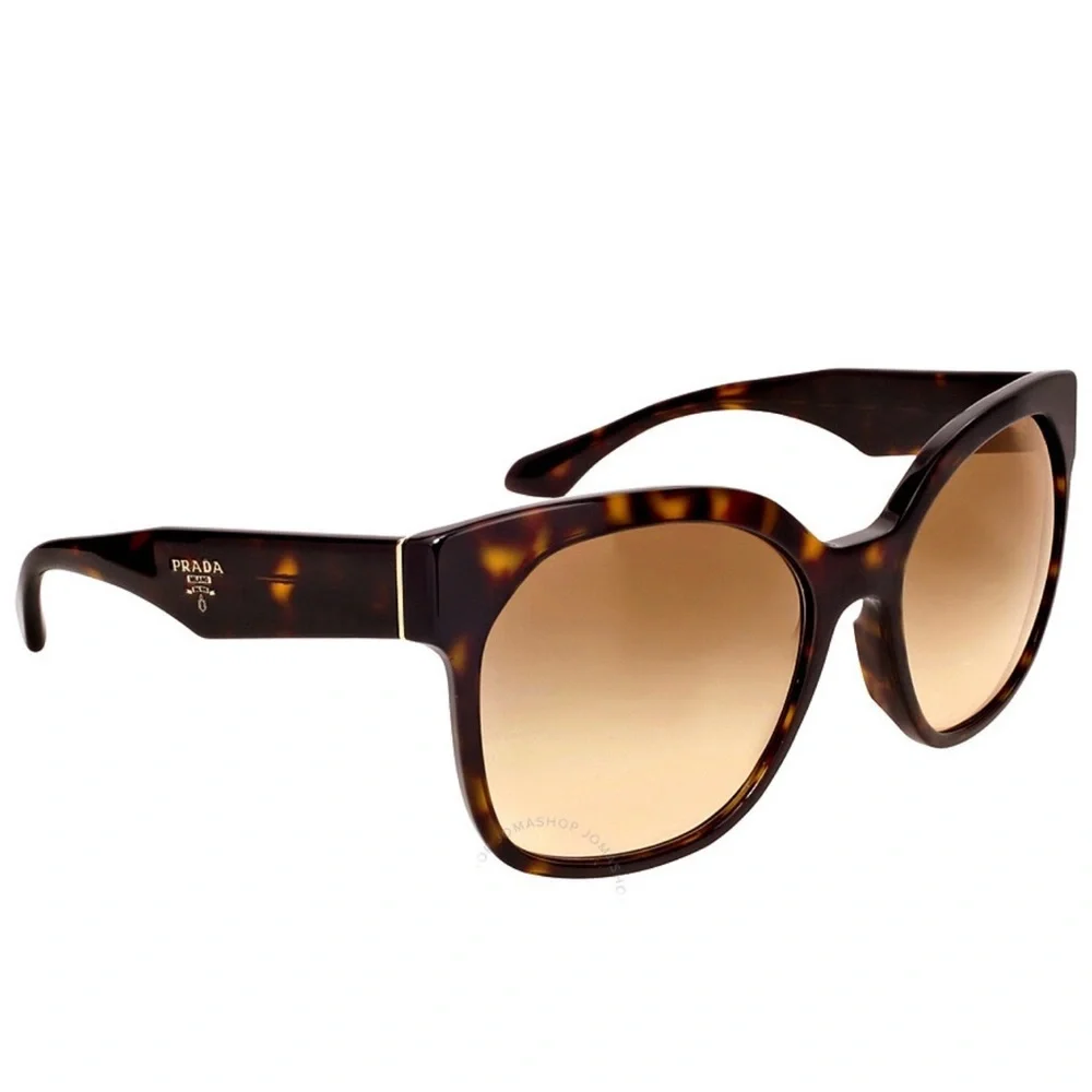 PRADA PR 10RSF-2AU3D0-57 Brown Gradient Lenses Cat Eye Havana Frame Sunglasses